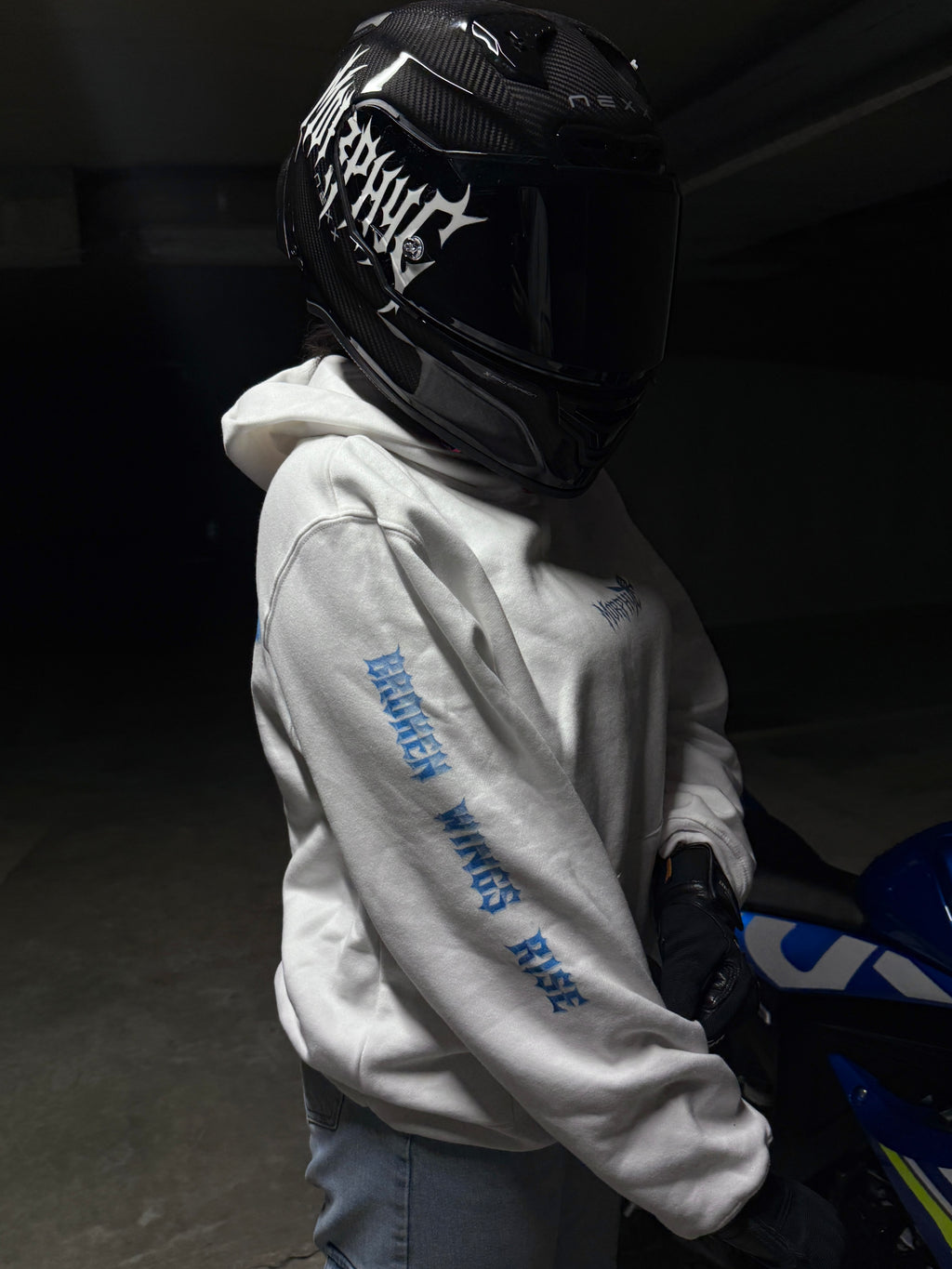 Hoodie BROKEN WINGS RISE DROP 2 - white